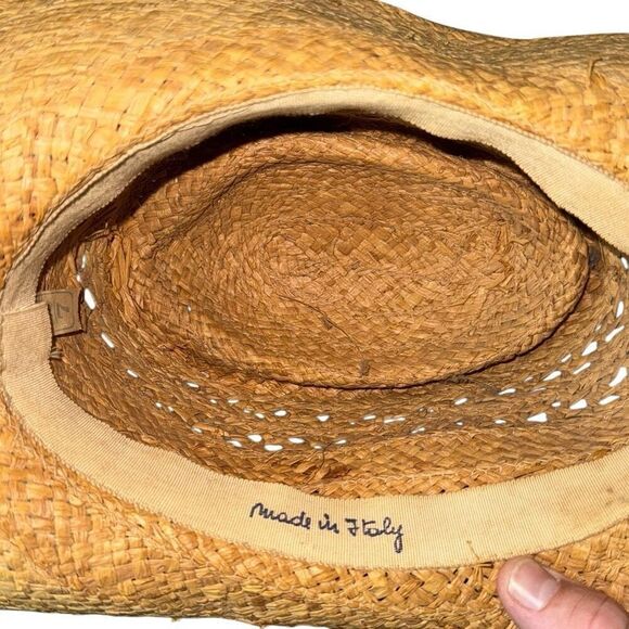 Straw beach hat made in Italy 7 56 authentic fun boho chic vintage - Picture 3 of 4